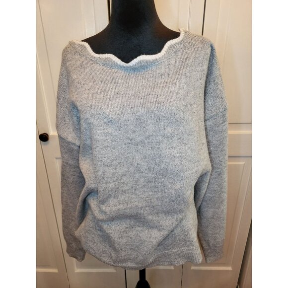Gray/White Bow Sweater Scalloped Hem 4XL Coquette Feminine Preppy Party Cute - Picture 2 of 8